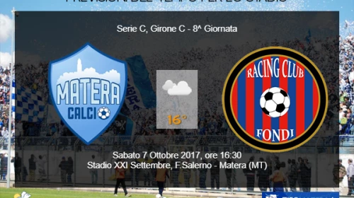 CALCIO - Il meteo per Matera vs Fondi del 7 Ottobre 2017